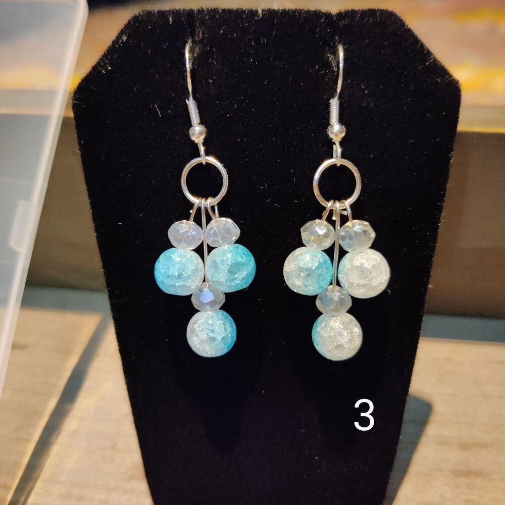 Sterling Silver Blue Cracked Crystal